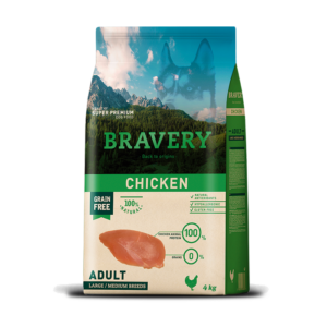 Crocchette per cani adulti di taglia medio grande Bravery al pollo 100% naturale